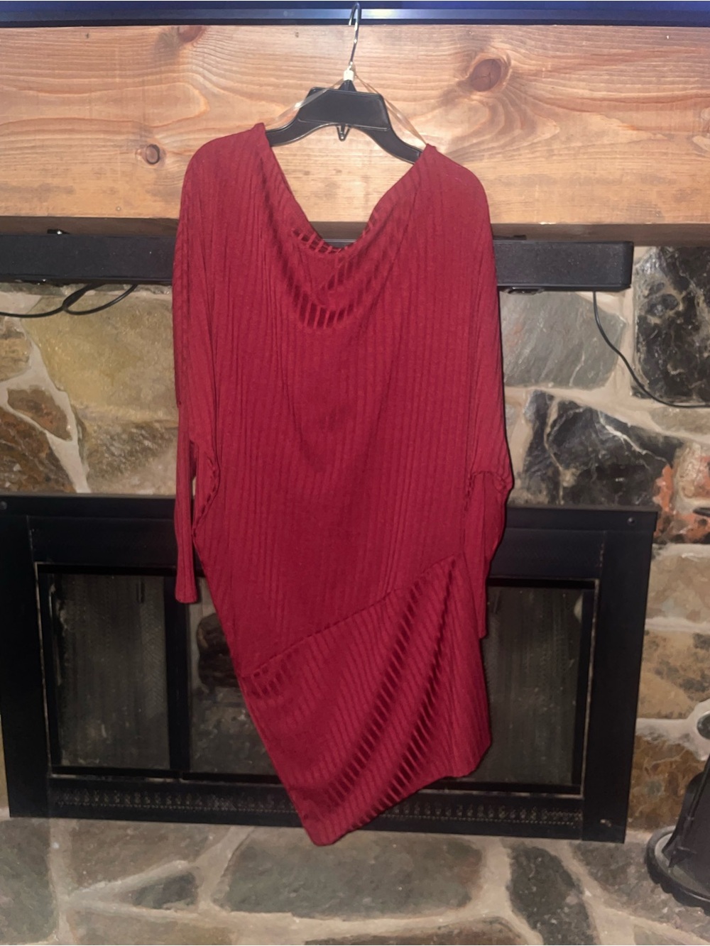 Fashion Nova Ribbed Asymmetrical Tunic Dress - Deep Red